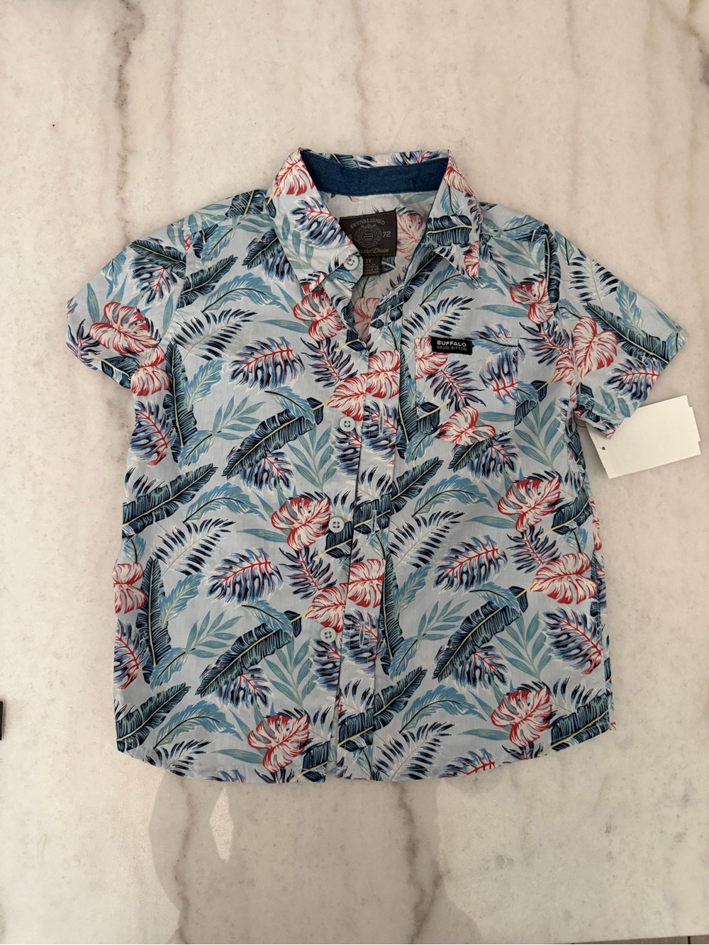 Buffalo David Bitton Light Blue Tropical Button-Down Shirt for Kids